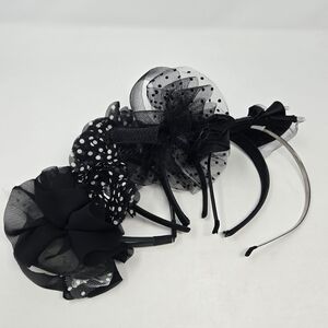 HANDMADE SET OF 4 BLACK FASCINATOR HEADBAND HAIR ACCESSORY BACHELORETTE WOMEN OS